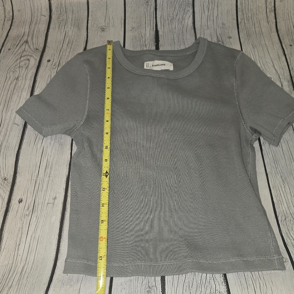 Everlane Ribbed Baby Tee Crop Top Gray Size Small NWT - Picture 7 of 7